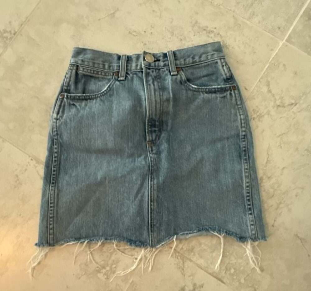 rag & bone High-Rise Raw Hem Denim Mini Skirt